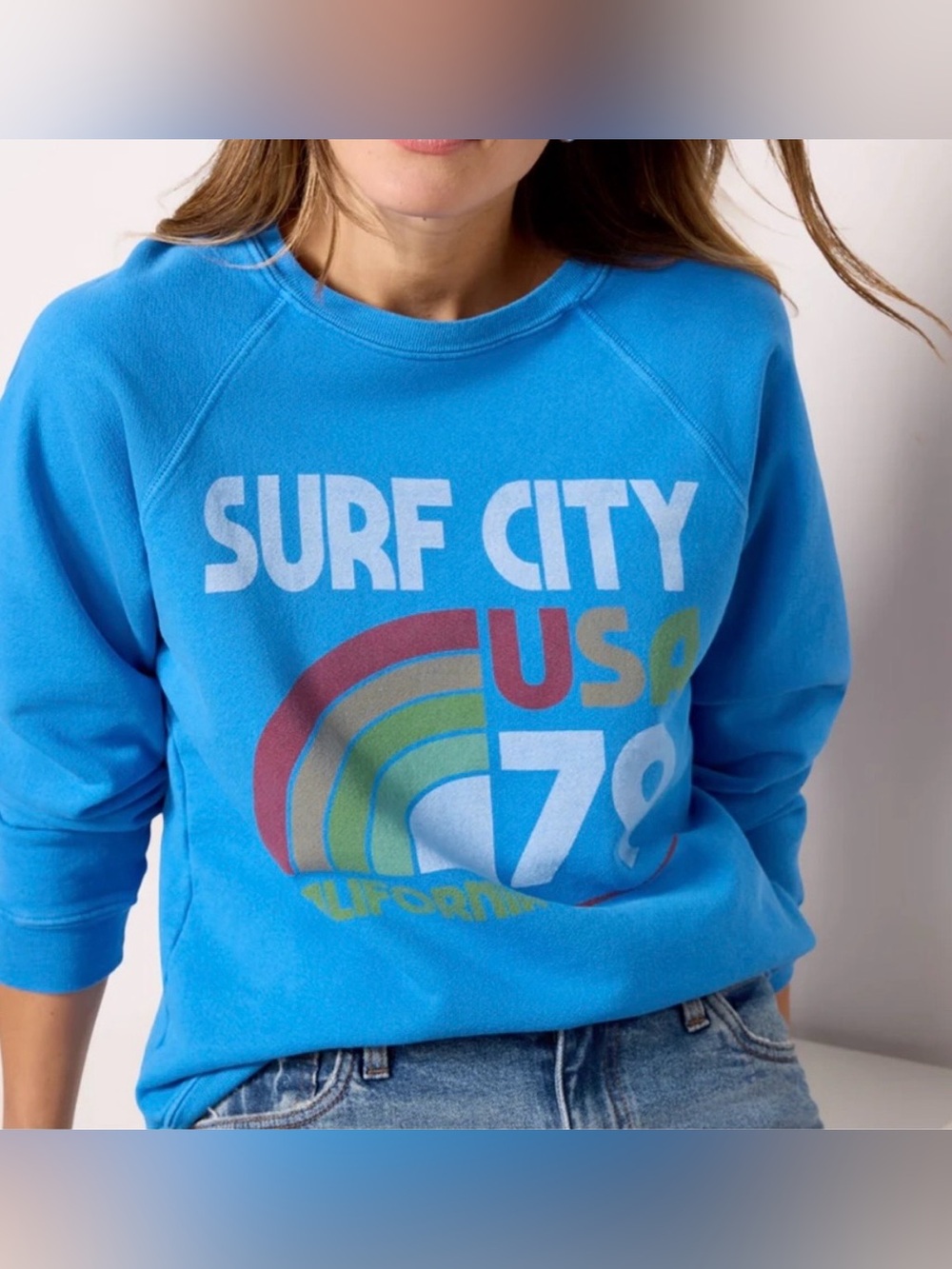 Retro Brand Black Label Surf City Sweatshirt in Vintage Royal, Size Large